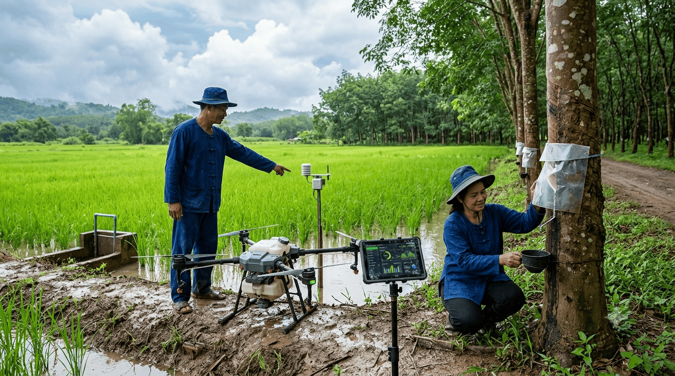 ฤดูฝนนี้ผลผลิตไม่มีสะดุด! นำร่อง "Smart Farming" ลดต้นทุน-เพิ่มคุณภาพ ยกระดับ "ข้าวและยางพารา" สู่ตลาดโลก