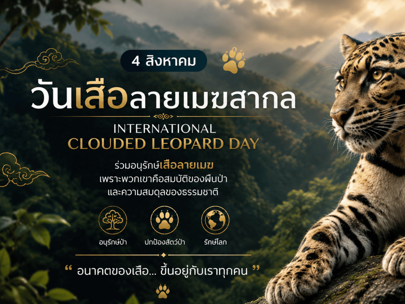 4 สิงหาคม "วันเสือลายเมฆสากล" 🐆✨