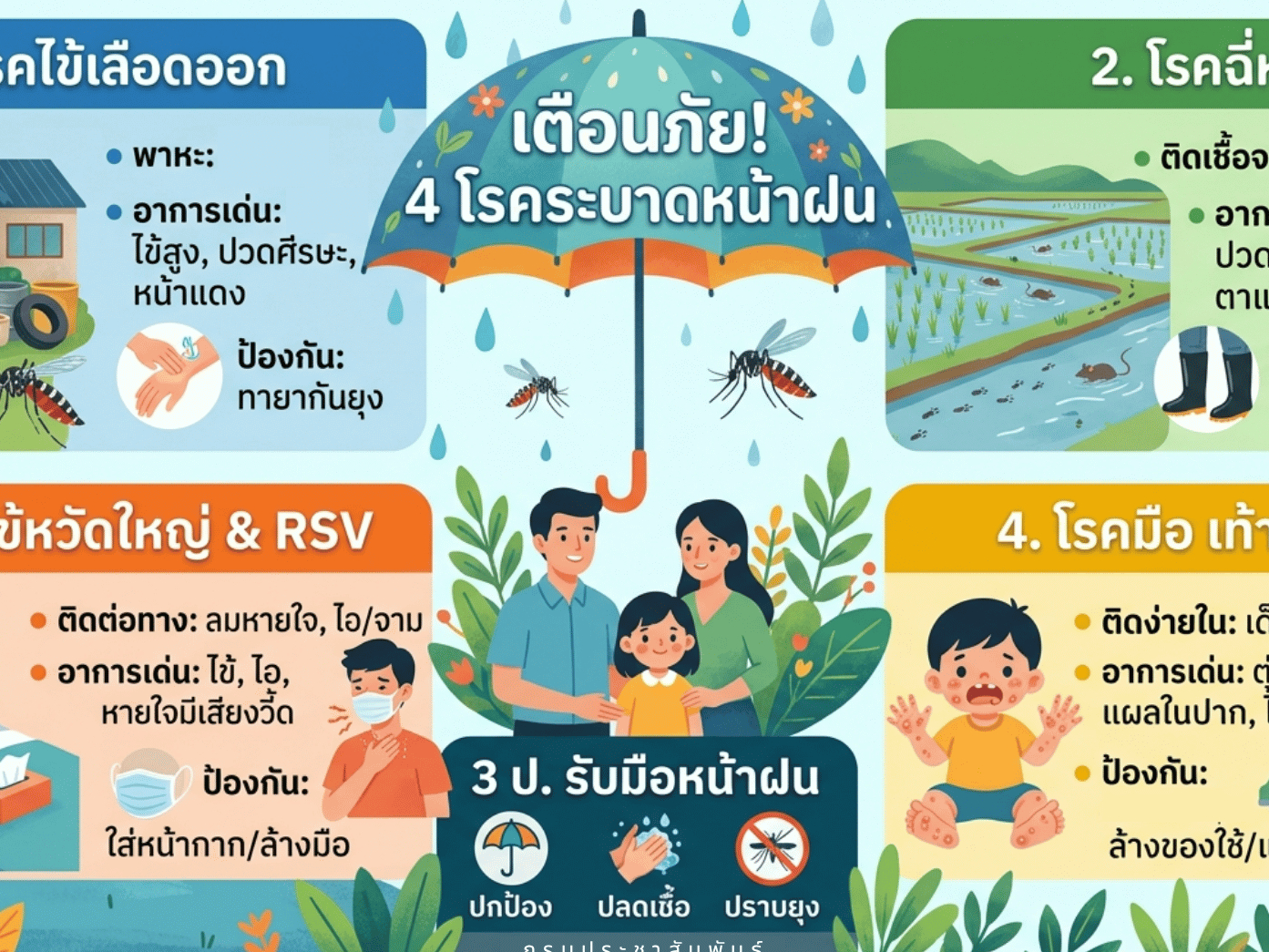  4 โรคระบาดตัวร้าย... มาพร้อมสายฝนที่คุณต้องระวัง 