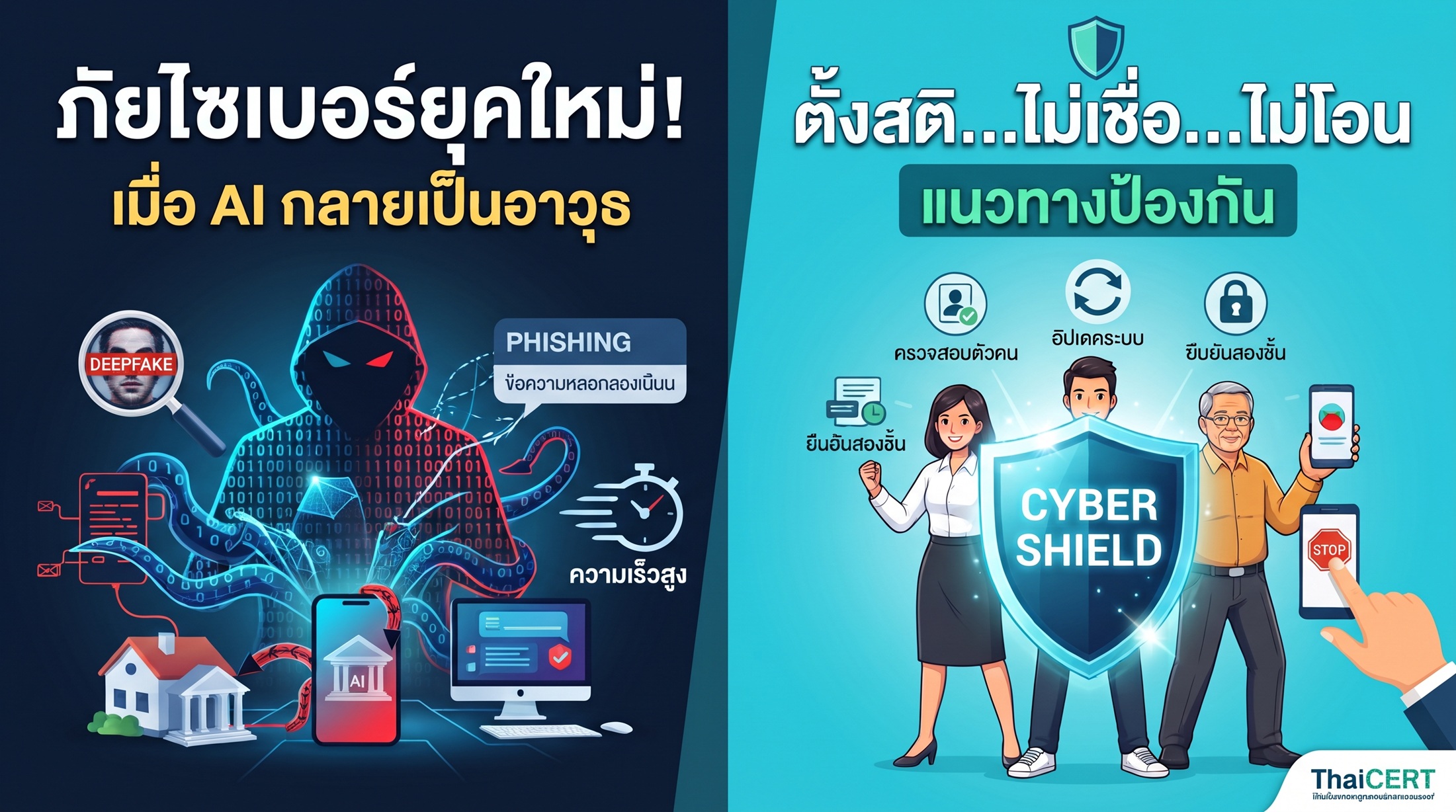เตือนภัยไซเบอร์ยุคใหม่! เมื่อมิจฉาชีพใช้ AI เป็นอาวุธ สวมรอยแนบเนียน เร็วกว่าเดิมหลายเท่าตัว